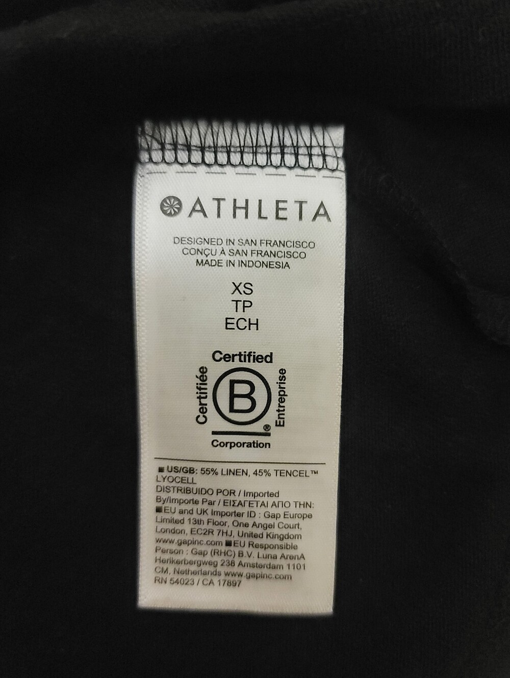 Athleta Women Black Get Away V-Neck Linen Blend Shirt Size XS - Picture 3 of 4